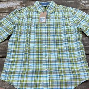 NWT Woolrich Men's Blue and Green Plaid Button Down Shirt size S